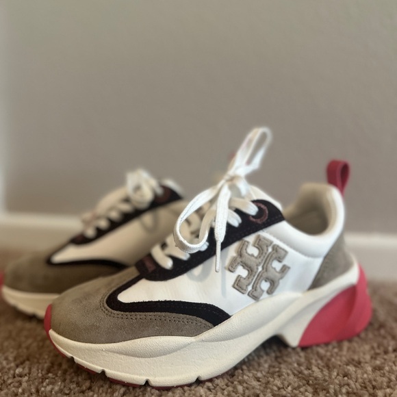 Tory Burch Women's Sneakers in White, Tan, and Pink - Picture 1 of 6